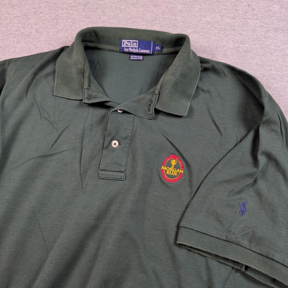 Polo Ralph Lauren Morgan Run Crest Polo Shirt Mens XL Green Cotton Short Sleeve